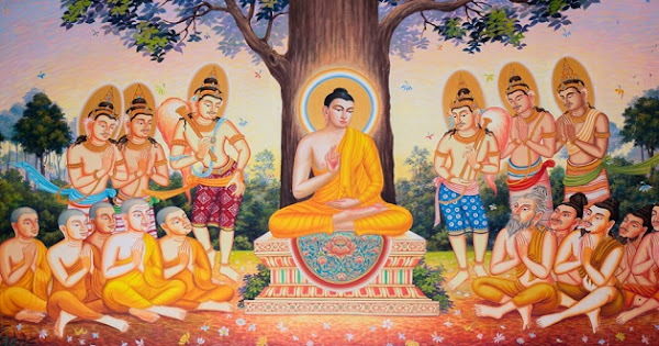 Lord Buddha surrounded by his disciples - What is Wesak Day - Happy Vesak Day - The Significance of Wesak Day Celebration - Poh Ern Si Buddhist blog