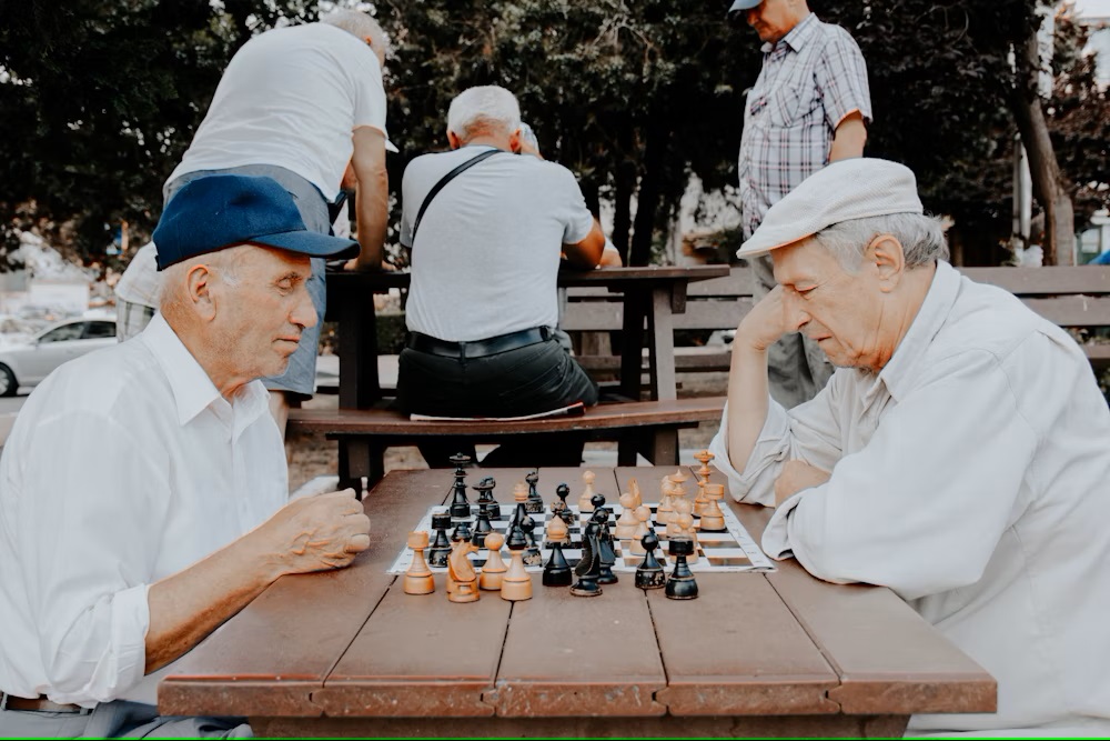 Two retirees playing chess - What to do in retirement, Happy retirement, Retirement Advice - pohernsi.com Buddha Temple Penang