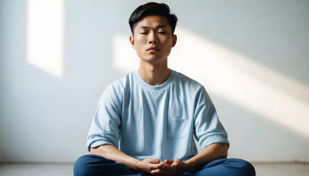 A young Asian man how to meditate spiritually at home - An Introduction to A Self Satisfying Spiritual Meditation for Beginners - pohernsi.com Penang Buddhist Temple