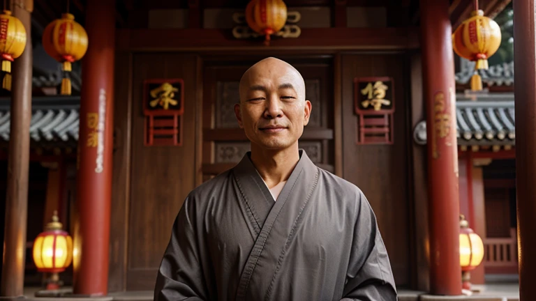 zen old monk in gray robe meditating at chinese temple - how to choose a spiritual teacher spiritual master - Poh Ern Si Buddhist Temple Penang