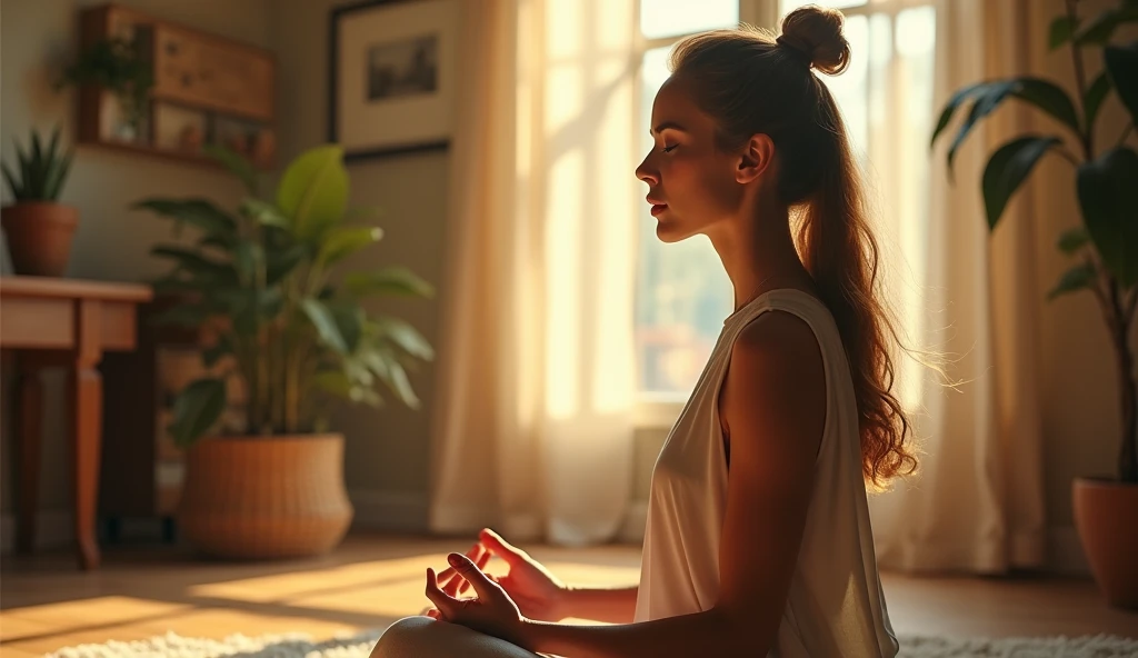 Impermanence, impermanency - a young lady sitting in lotus position doing contemplation at home - Poh Ern Si Penang Buddhist temple Malaysia.jpg