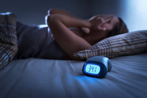 The Five Precepts of Buddhism Pancasila - Sleepless woman suffering from insomnia, sleep apnea or stress, cannot sleep in the middle of the night - pohernsi.com Buddhist temple Penang